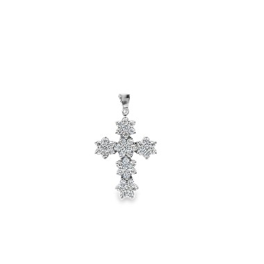 Ciondolo Croce con Diamanti Naturali 0,71 ct in Oro Bianco 18 Carati