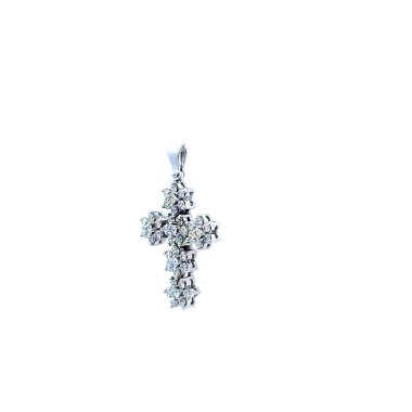 Ciondolo Croce con Diamanti Naturali 0,71 ct in Oro Bianco 18k
