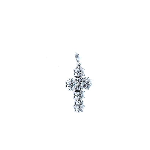 Ciondolo Croce con Diamanti Naturali 0,71 ct in Oro Bianco 18 Carati