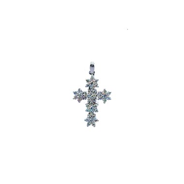 Ciondolo Croce con Diamanti Naturali 0,48 ct in Oro Bianco 18 Carati