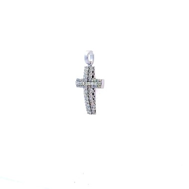 Ciondolo Croce con Diamanti Naturali 0,37 ct in Oro Bianco 18k