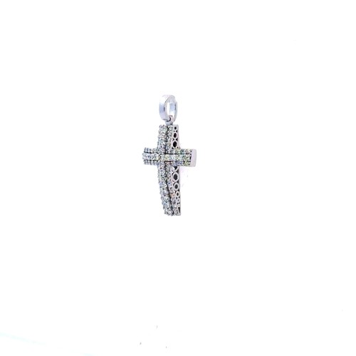 Ciondolo Croce con Diamanti Naturali 0,37 ct in Oro Bianco 18 Carati