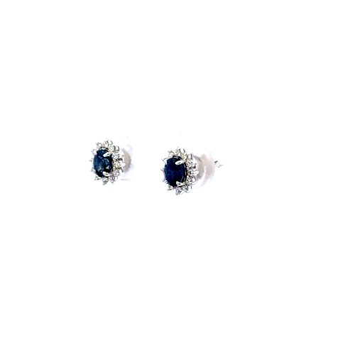 Orecchini con Zaffiri Naturali 1,00 ct e Diamanti 0,19 ct in Oro Bianco 18 Carati
