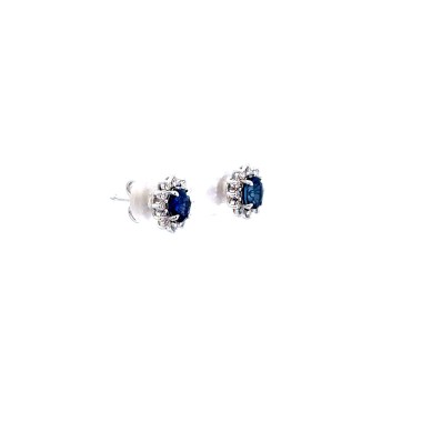 Orecchini con Zaffiri e Diamanti in Oro Bianco 18k