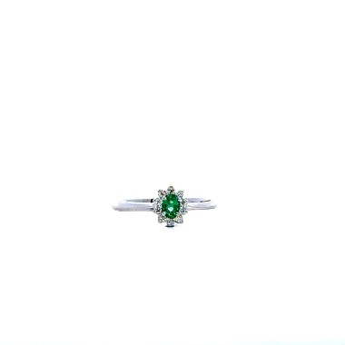 Anello con Smeraldo Naturale 0,18 ct e Diamanti Naturali 0,08 ct