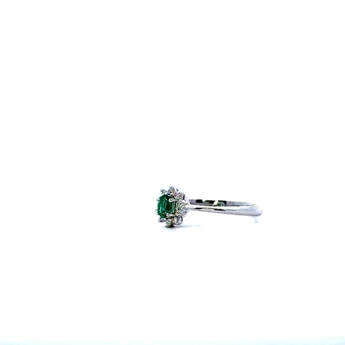 Anello con Smeraldo Naturale 0,18 ct e Diamanti Naturali 0,08 ct