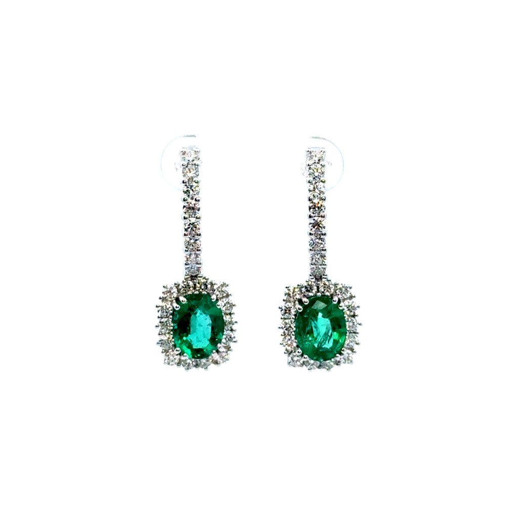 Orecchini con Smeraldi Naturali 3,35 ct e Diamanti Naturali 1,66 ct