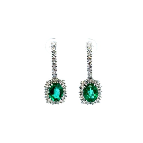 Orecchini con Smeraldi Naturali 3,35 ct e Diamanti Naturali 1,66 ct