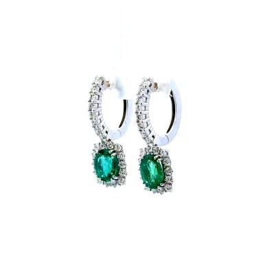 Orecchini con Smeraldi Naturali 3,35 ct e Diamanti Naturali 1,66 ct