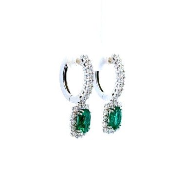 Orecchini con Smeraldi Naturali 3,35 ct e Diamanti Naturali 1,66 ct