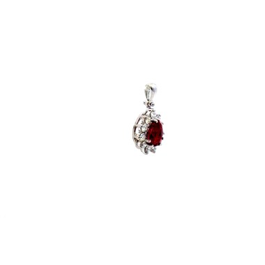 Pendente con Rubino Naturale a Goccia 1,00 ct e Diamanti Naturali 0,33 ct
