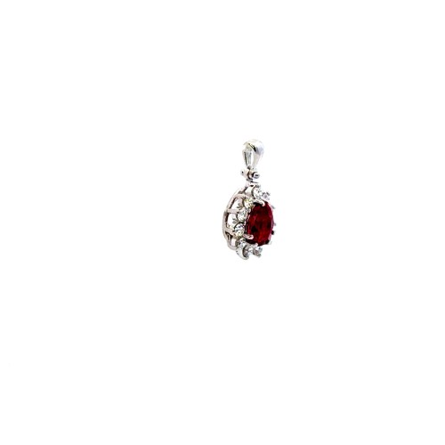 Pendente con Rubino Naturale a Goccia 1,00 ct e Diamanti Naturali 0,33 ct