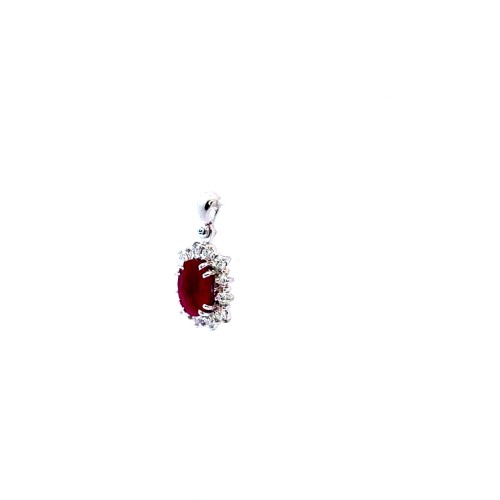 Pendente con Rubino Naturale Ovale 1,42 ct e Diamanti Naturali 0,24 ct