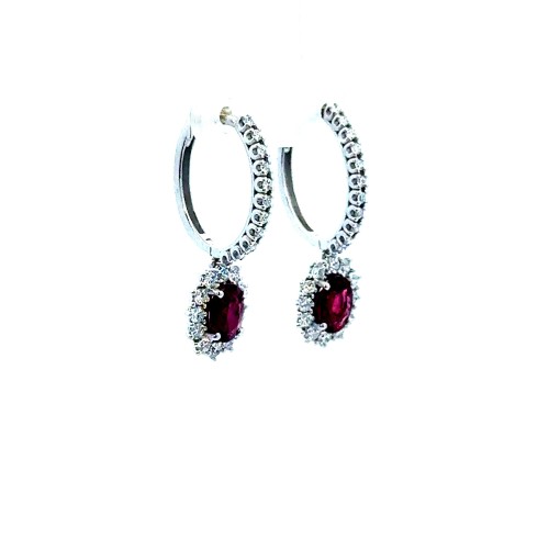 Orecchini PendentI con Rubini Naturali Ovali 2,20 ct e Diamanti Naturali 1,01 ct