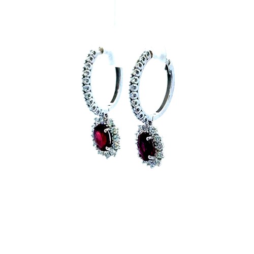 Orecchini PendentI con Rubini Naturali Ovali 2,20 ct e Diamanti Naturali 1,01 ct