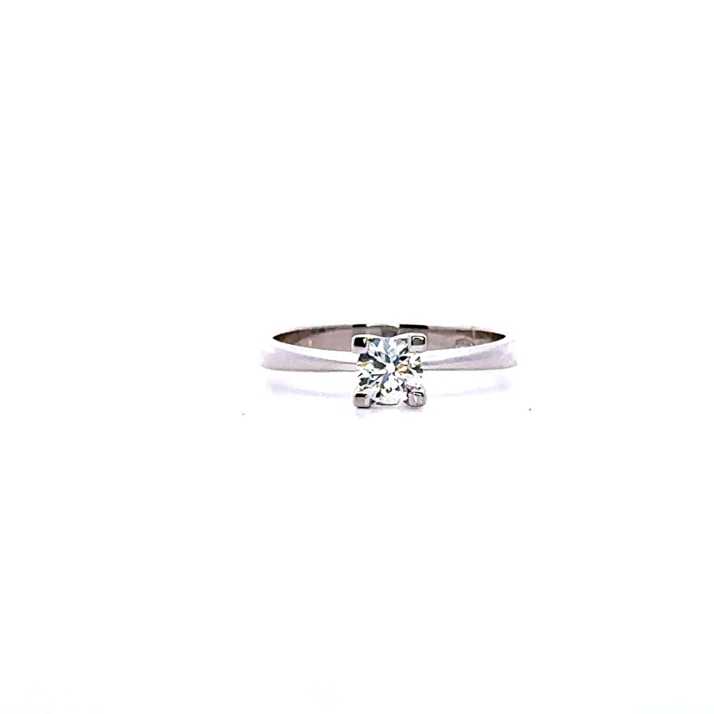 Anello con Diamante Naturale GIA 0,42 ct in Oro Bianco 18 Carati