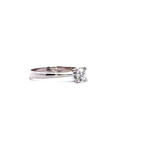 Anello con Diamante Naturale GIA 0,42 ct in Oro Bianco 18 Carati