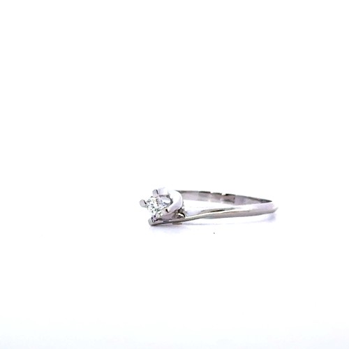 Anello con Diamante Naturale 0,16 ct in Oro Bianco 18 Carati