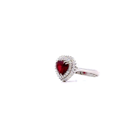 Anello con Rubino Naturale a Cuore 1,71 ct e Diamanti Naturali 0,33 ct