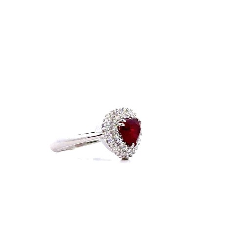 Anello con Rubino Naturale a Cuore 1,71 ct e Diamanti Naturali 0,33 ct