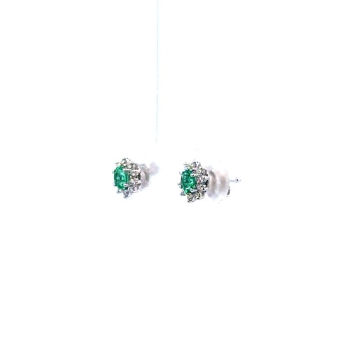 Orecchini con Smeraldi Naturali Ovali 0,33 ct e Diamanti Naturali 0,16 ct