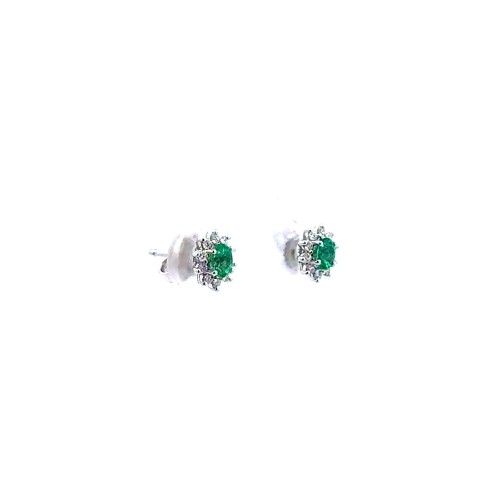 Orecchini con Smeraldi Naturali Ovali 0,33 ct e Diamanti Naturali 0,16 ct