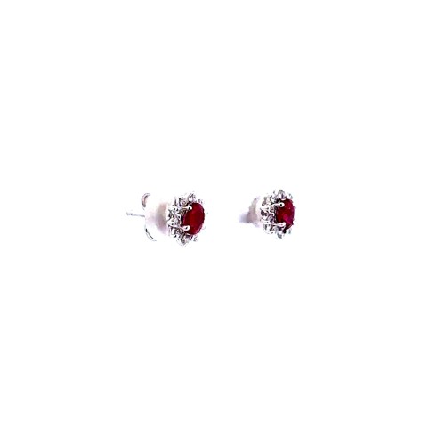 Orecchini con Rubini Naturali Ovali 0,52 ct e Diamanti Naturali 0,16 ct