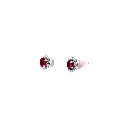 Orecchini con Rubini Naturali Ovali 0,52 ct e Diamanti Naturali 0,16 ct