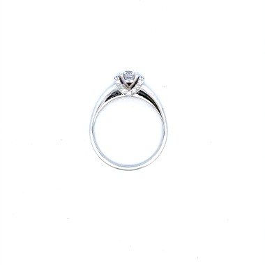 Anello Solitario con Diamante Naturale 0,40 ct GIA e Diamanti sul Gambo 0,15 ct