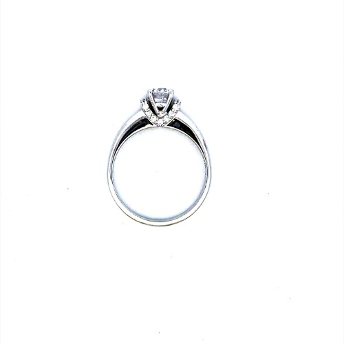 Anello Solitario con Diamante Naturale 0,56 ct GIA e Diamanti sul Gambo 0,15 ct