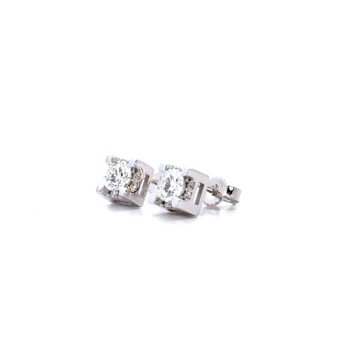 Orecchini con Diamanti Naturali 0,40 ct GIA e Contorno di Diamanti 0,09 ct
