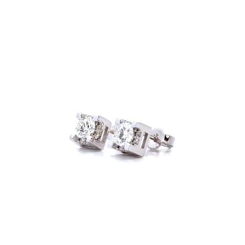 Orecchini con Diamanti Naturali 0,40 ct GIA e Contorno di Diamanti 0,09 ct