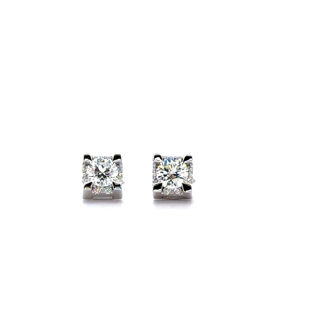 Orecchini con Diamanti Naturali 0,40 ct GIA e Contorno di Diamanti 0,09 ct