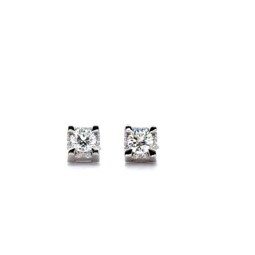 Orecchini con Diamanti Naturali 0,80 ct GIA e Contorno di Diamanti 0,09 ct