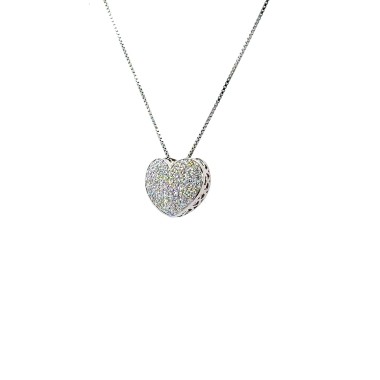 Collana con Pendente Cuore e Diamanti Naturali 0,58 ct