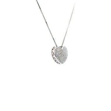 Collana con Pendente Cuore e Diamanti Naturali 0,58 ct