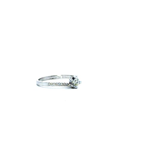 Anello con Diamante Naturale 0,21 ct e Diamanti sul Gambo 0,27 ct