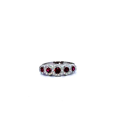 Anello Veretta con Rubini Naturali 0,49 ct e Diamanti Naturali 0,30 ct
