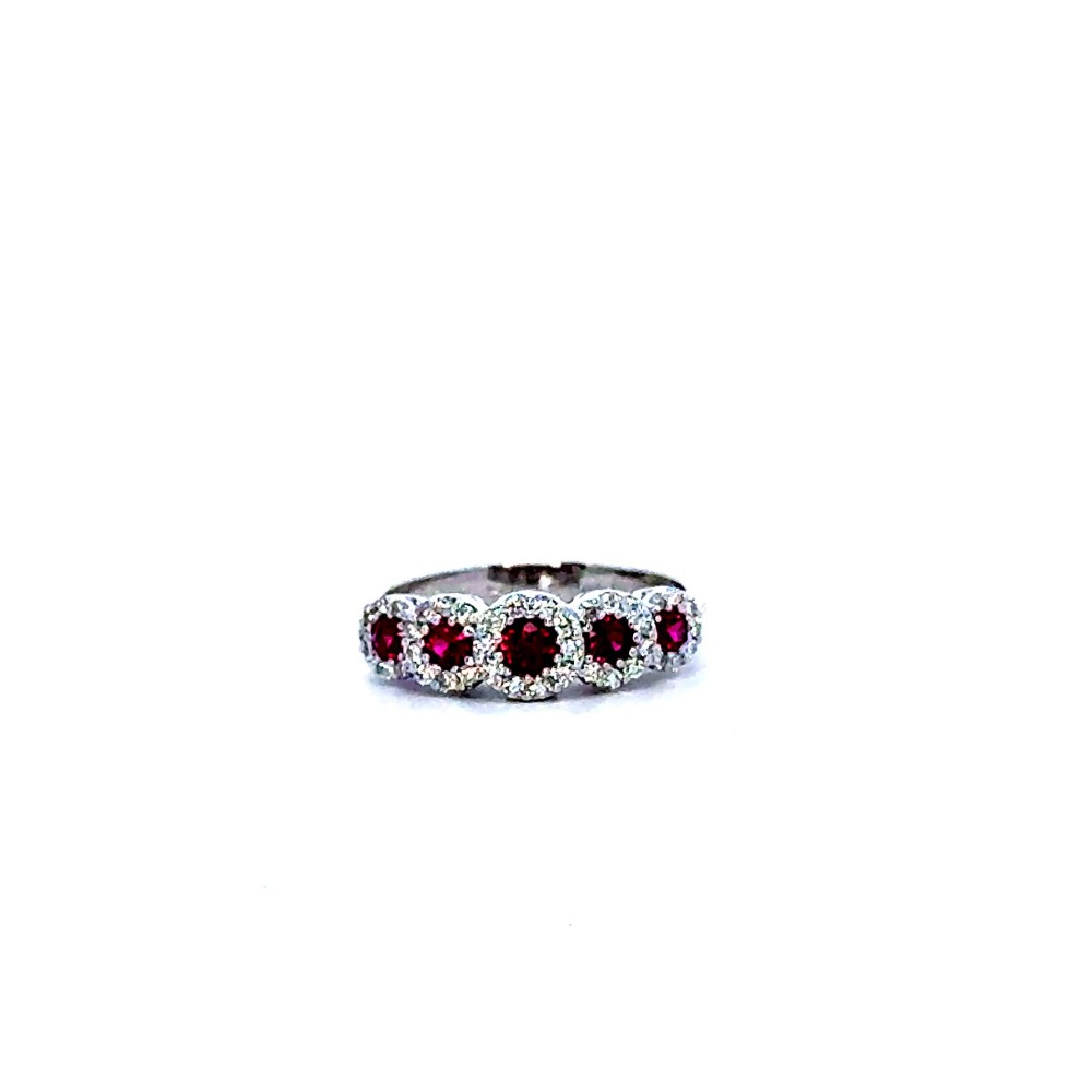 Anello Veretta con Rubini Naturali 0,49 ct e Diamanti Naturali 0,30 ct