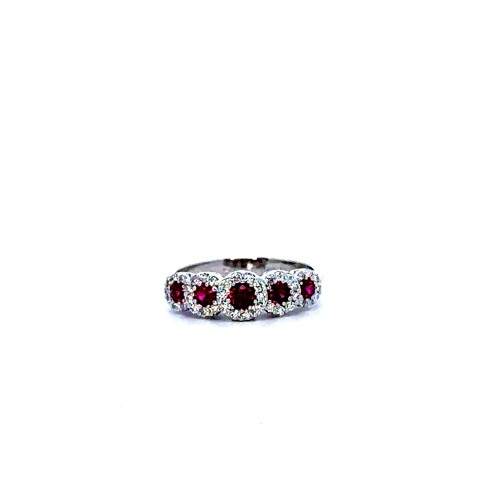 Anello Veretta con Rubini Naturali 0,49 ct e Diamanti Naturali 0,30 ct