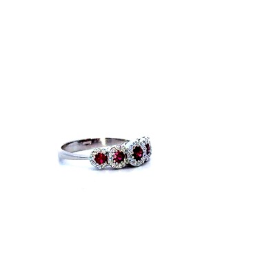 Anello Veretta con Rubini 0,49 ct e Diamanti 0,30 ct