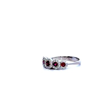 Anello Veretta con Rubini 0,49 ct e Diamanti 0,30 ct