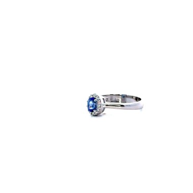 Anello Zaffiro Blu 0,59 ct e Diamanti Naturali 0,12 ct