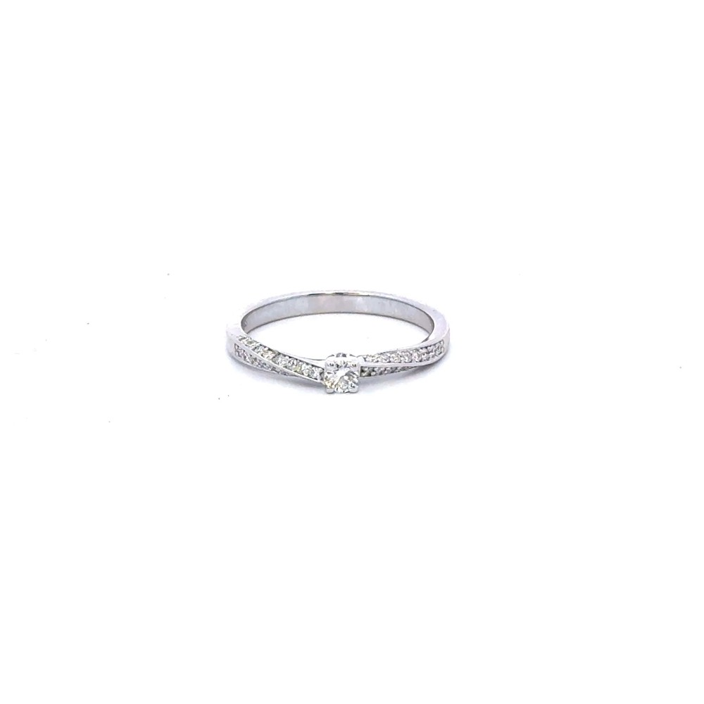 Anello Solitario con Diamante Naturale 0,11 ct e Diamanti sul Gambo 0,17 ct