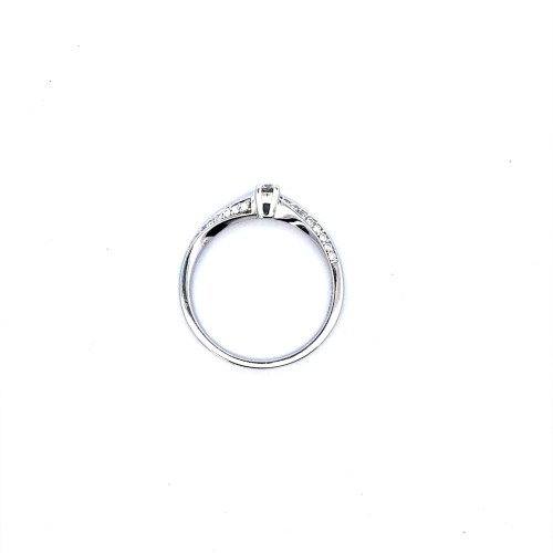 Anello Solitario con Diamante Naturale 0,11 ct e Diamanti sul Gambo 0,17 ct