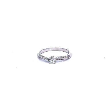 Anello Solitario con Diamante Naturale 0,23 ct e Diamanti sul Gambo 0,19 ct
