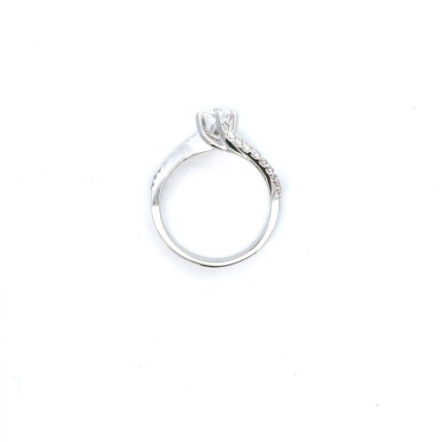 Anello Solitario con Diamante 0,40 ct GIA e Diamanti sul Gambo 0,32 ct