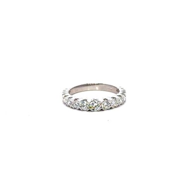 Anello Veretta a Scalare con Diamanti Naturali 1,10 ct in Oro Bianco 18 Carati