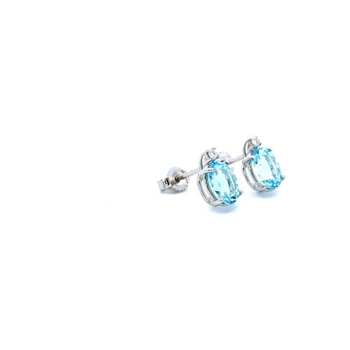 Orecchini con Acquamarina Naturale Ovale 2,17 ct e Diamanti Naturali 0,06 ct