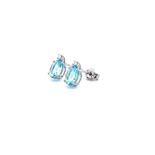 Orecchini con Acquamarina Naturale Ovale 2,17 ct e Diamanti Naturali 0,06 ct